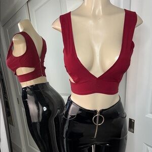 Deep Red Women's Crop Top Charlotte Russe small